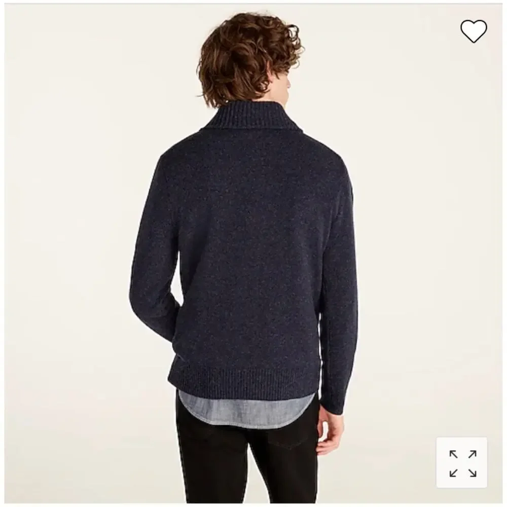 J.Crew Men Navy Outerwear Fleece Cotton Blend Shawl Collar Sweater Size M